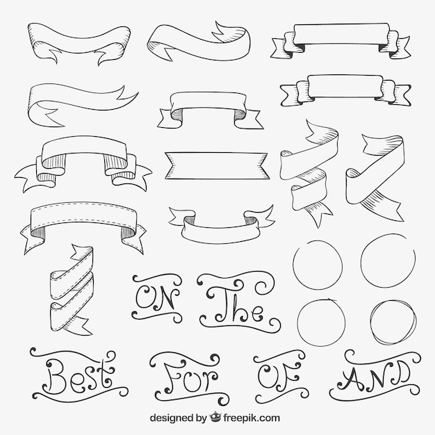 Free vector hand drawn retro ribbons