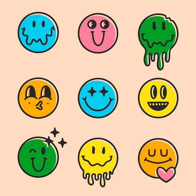 Free vector hand drawn retro smiley emoji illustration