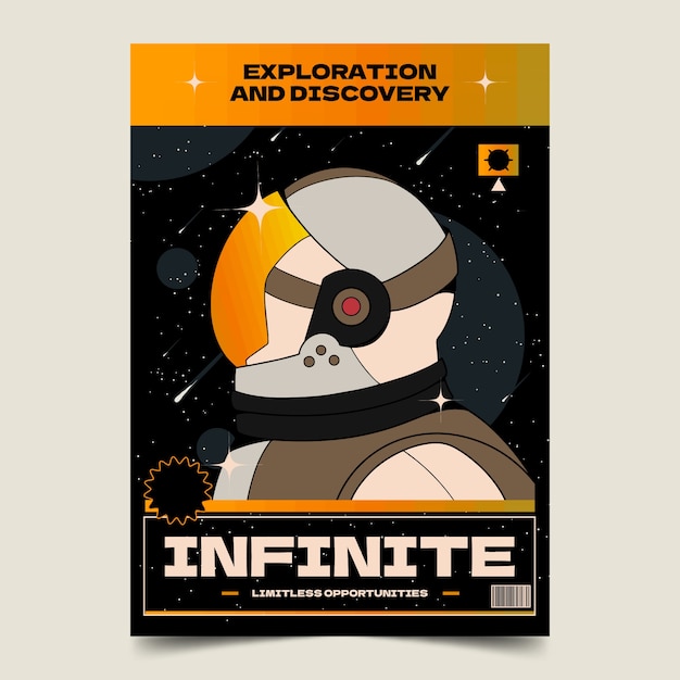 Hand drawn retro space poster template