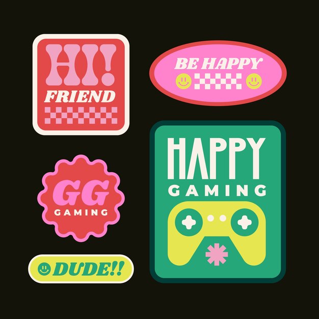 Hand drawn retro sticker collection