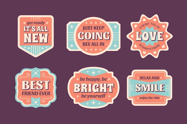 Free vector hand drawn  retro sticker  set