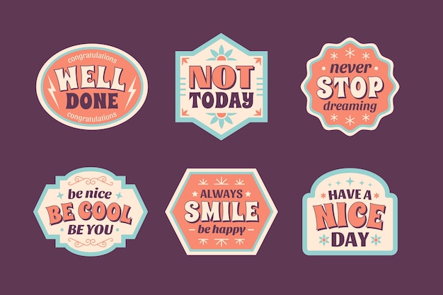 Hand drawn  retro sticker  set