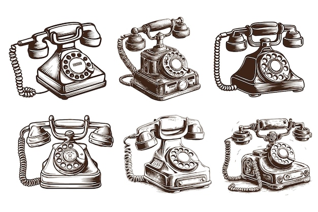 Free vector hand drawn retro telephone collection