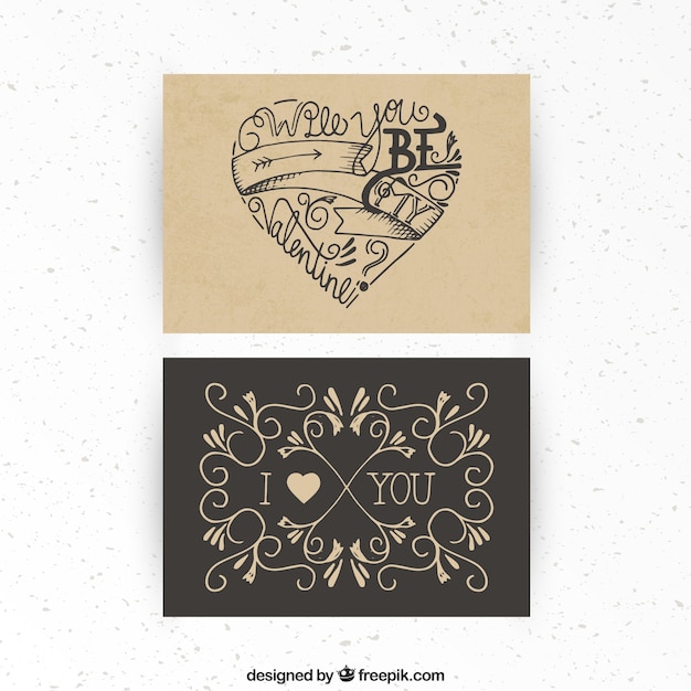 Free vector hand drawn retro valentines day card