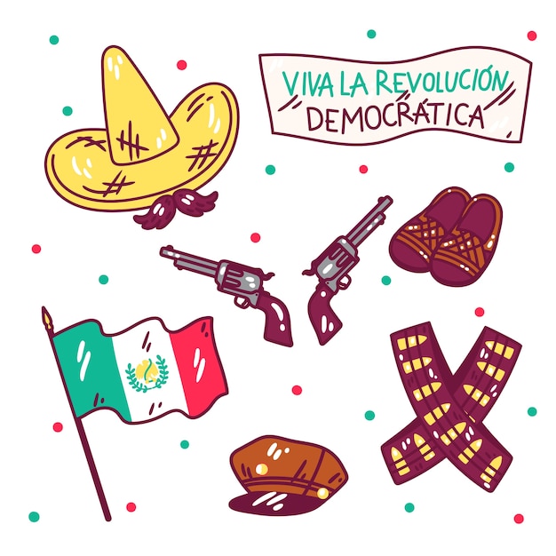 Free Vector hand drawn revolucion mexicana illustration
