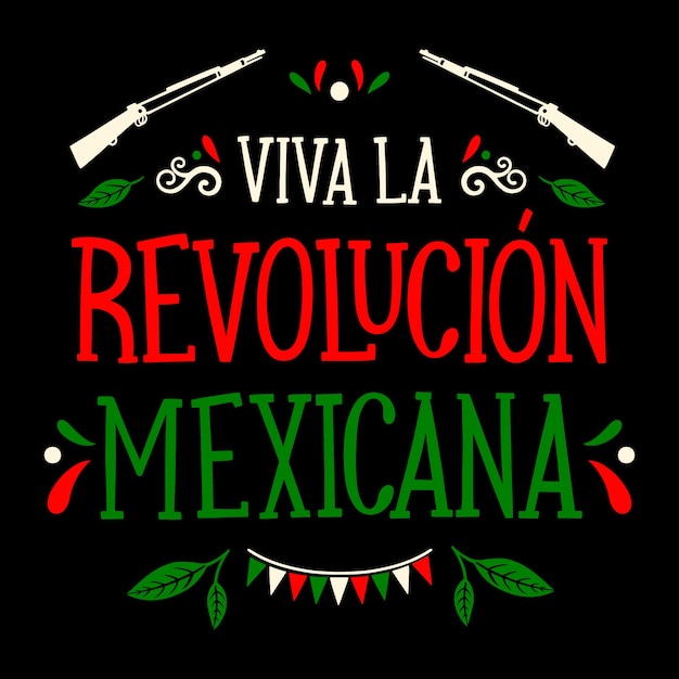 Vettore gratuito illustrazione del testo messicano revolucion disegnato a mano
