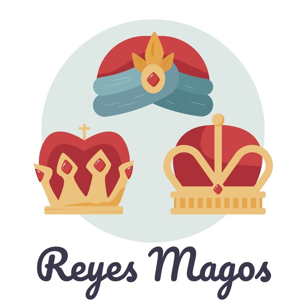Hand drawn reyes magos crowns collection