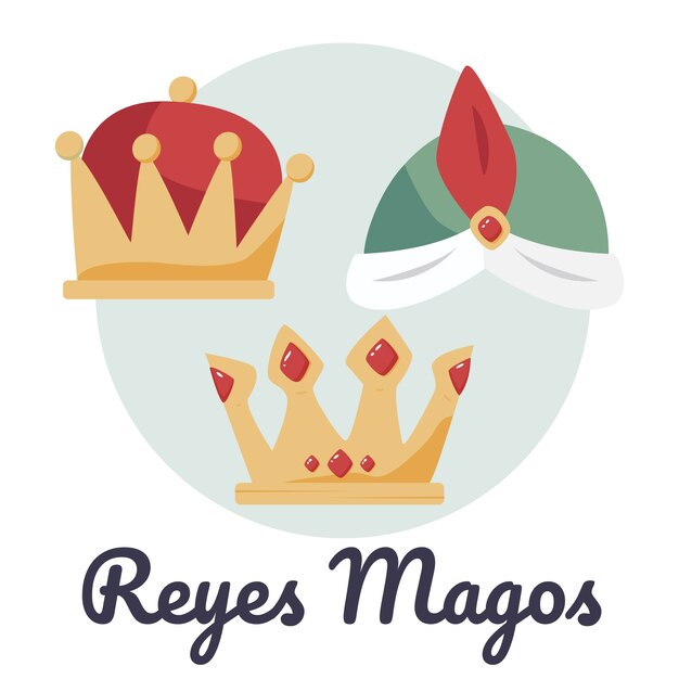 Hand drawn reyes magos crowns collection