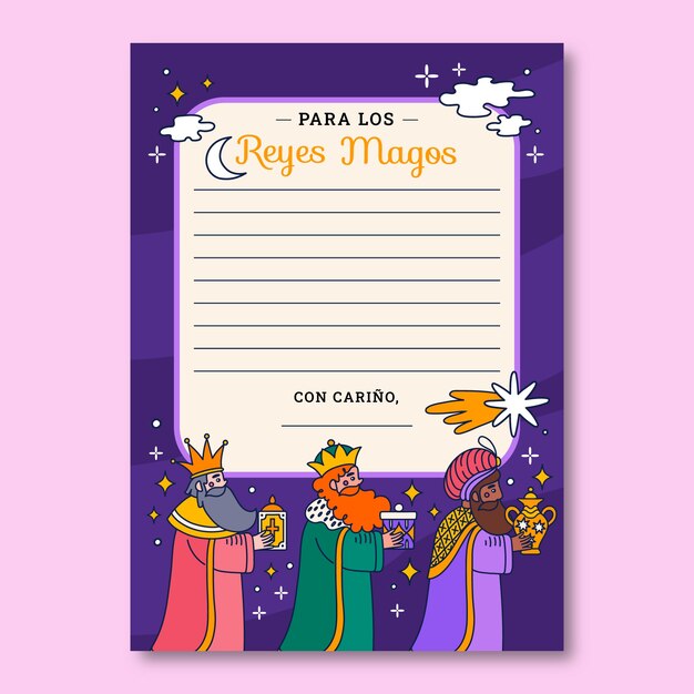 Hand drawn reyes magos letter template