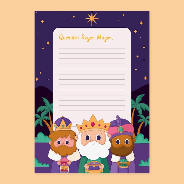 Hand drawn reyes magos letter template