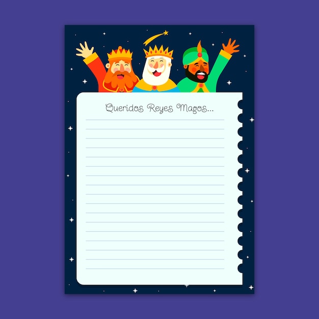 Free vector hand drawn reyes magos wishlist letter template