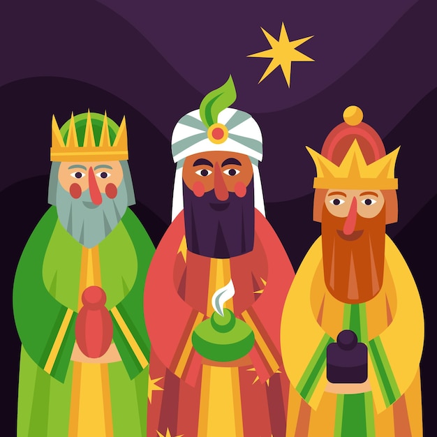 무료 벡터 손으로 그린 reyes magos