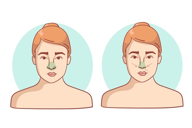 hand drawn rhinoplasty illustration