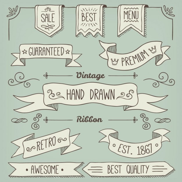 Hand drawn ribbons collection – Free download | Vector Templates