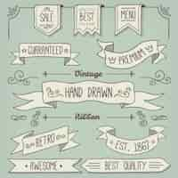 Free vector hand drawn ribbons collection