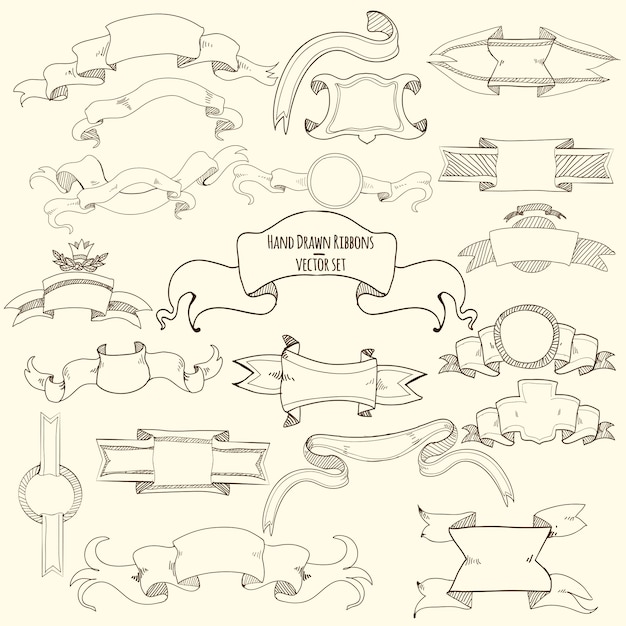 Free vector hand drawn ribbons set