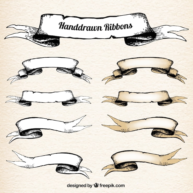 Free Vector hand drawn ribbons