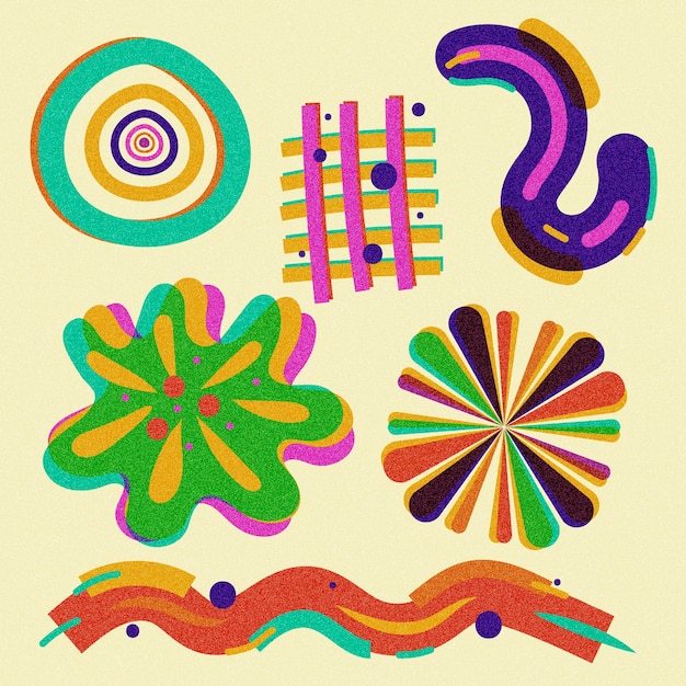 Free vector hand drawn risograph element collection