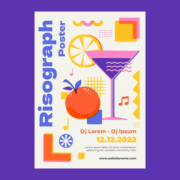 Free vector hand drawn risograph poster design