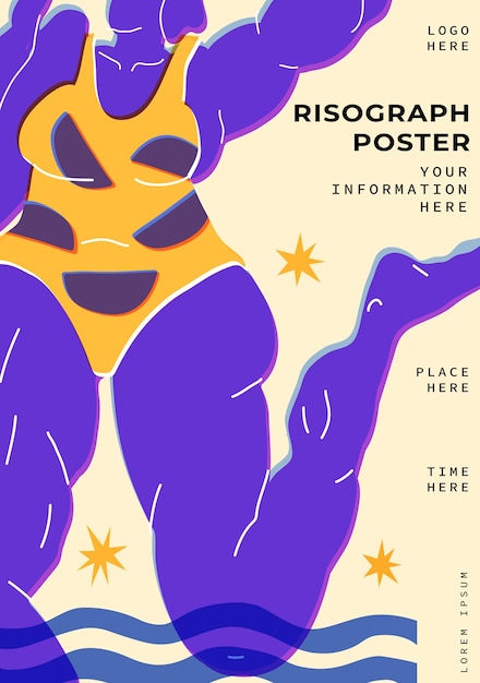 Free vector hand drawn risograph poster design