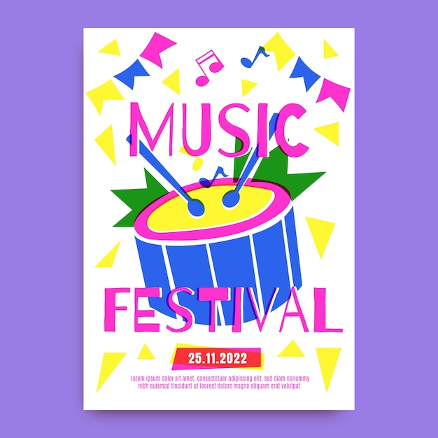 Hand drawn risograph poster template – Free vector download, free illustration, download free vector