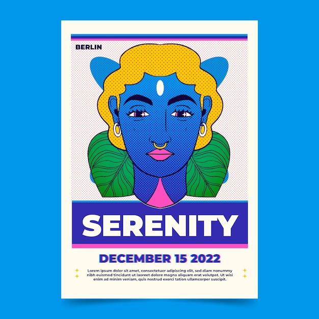 Vettore gratuito modello di poster risograph disegnato a mano