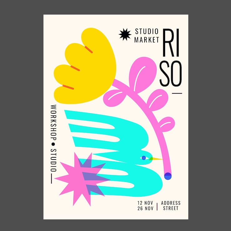 Free Vector hand drawn risograph poster template