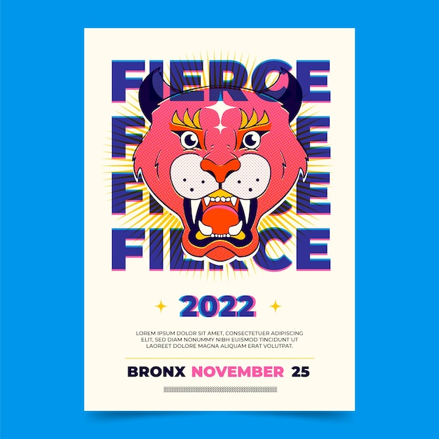 Vettore gratuito modello di poster risograph disegnato a mano