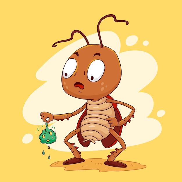 Free vector hand drawn roach cartoon illustration