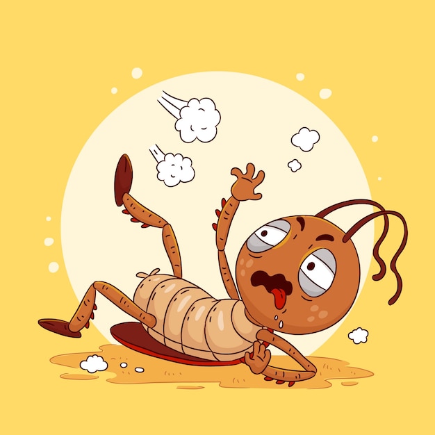 Free vector hand drawn roach cartoon illustration