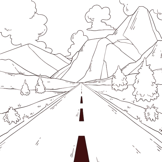 Free vector hand drawn road drawing illustration