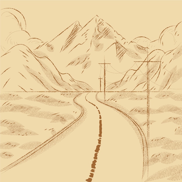 手描き道路描画イラスト