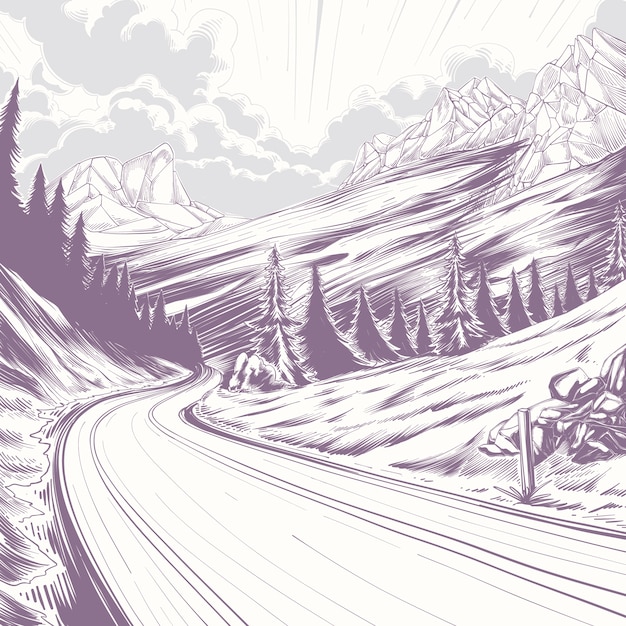 Free vector hand drawn road drawing illustration