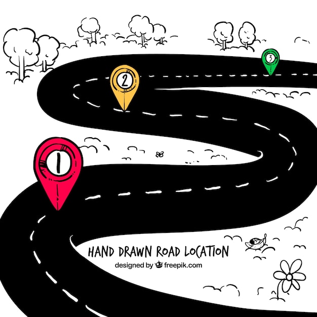 Free vector hand drawn road location