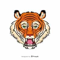 Free vector hand drawn roaring tiger background