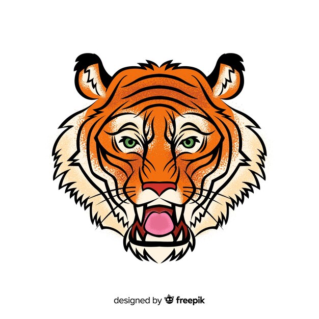 Hand drawn roaring tiger background