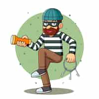 Free vector hand drawn robber  cartoon illustration