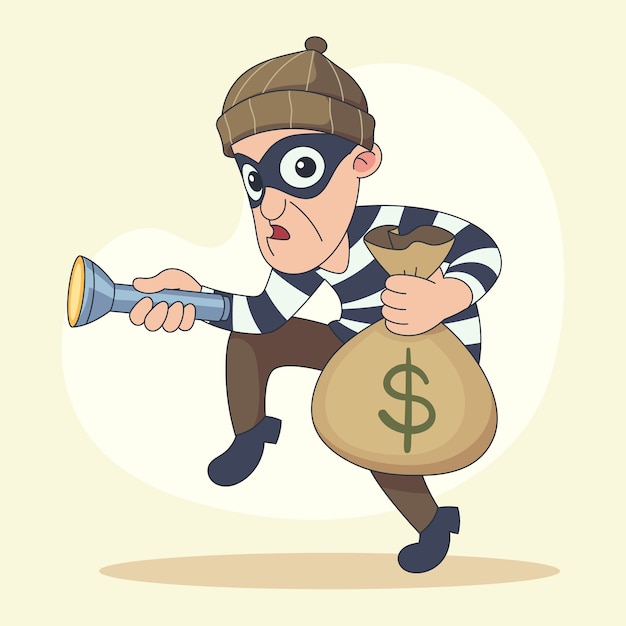 Free vector hand drawn robber  cartoon illustration