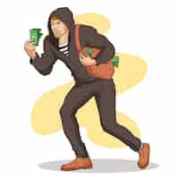 Free vector hand drawn robber  cartoon illustration