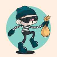 Free vector hand drawn robber cartoon illustration