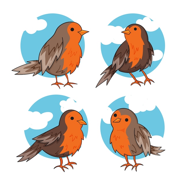 Free vector hand drawn robin collection