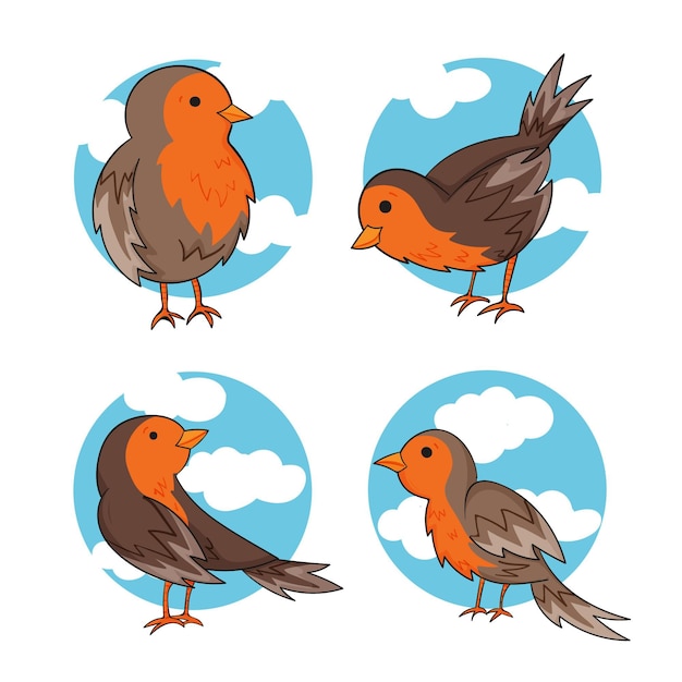 Free vector hand drawn robin collection