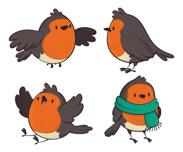Free vector hand drawn robin collection