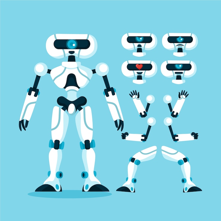 Free Vector hand drawn robot character constructor illustration