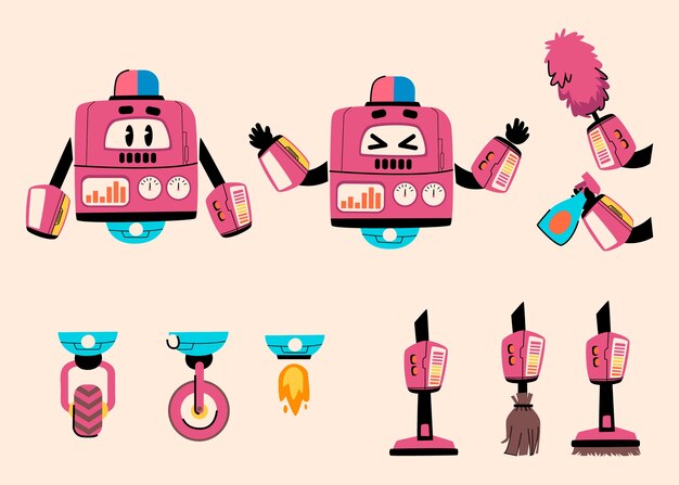 Нарисованная рукой иллюстрация конструктора персонажа робота