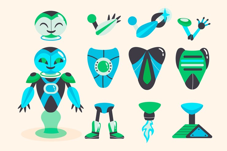 Free Vector hand drawn robot character constructor illustration