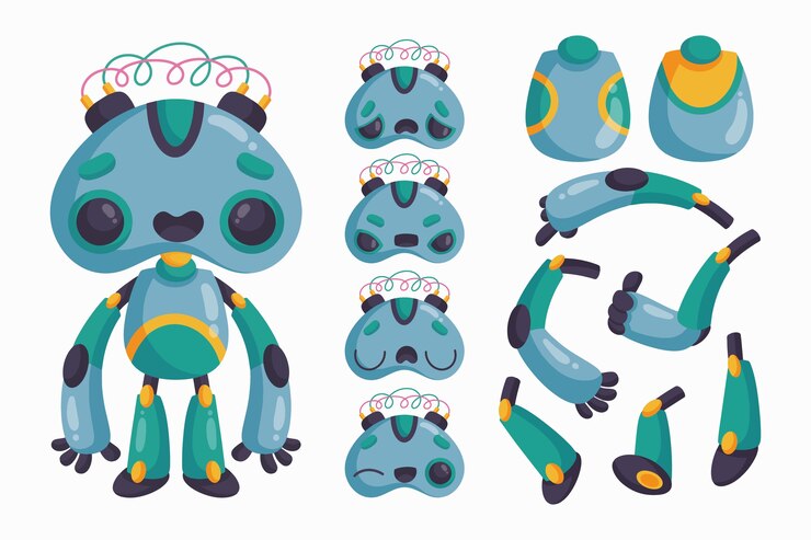 Free Vector hand drawn robot character constructor illustration