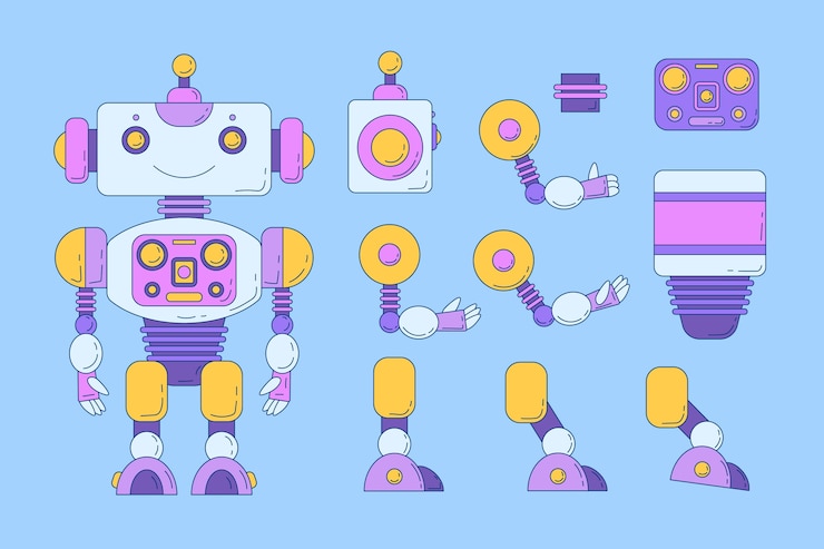 Free Vector hand drawn robot character constructor illustration