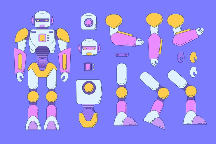 Free Vector hand drawn robot character constructor illustration