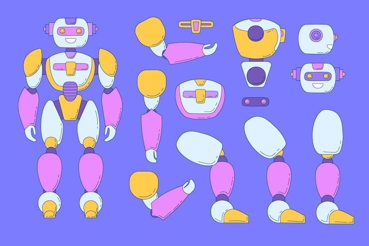 Free Vector hand drawn robot character constructor illustration